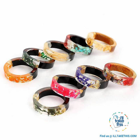 Image of ๐ Handmade Floral design Wooden Resin Ring - I'LL TAKE THIS