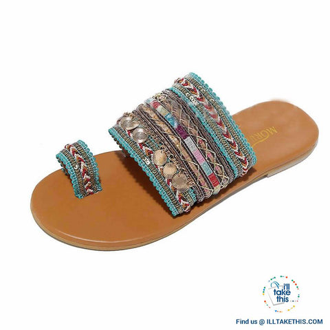 Image of Handmade Women's Woven Bohemian Beach Sandals/Flip Flops - I'LL TAKE THIS