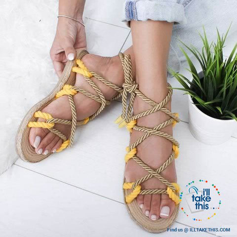 Image of Natural Hemp Rope style Women's Flat Sandals, Flip flops - 6 Color Options - I'LL TAKE THIS