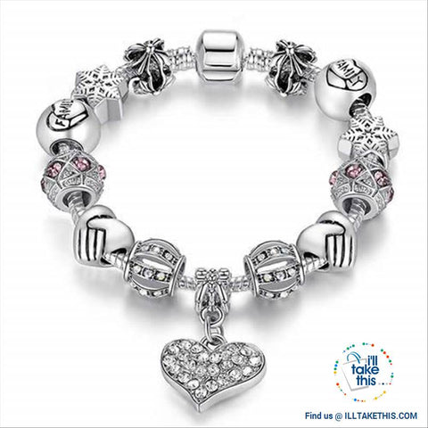 Image of Tibetan Silver Plated Love Heart, Flowers or Mixed Charm Bracelets - I'LL TAKE THIS