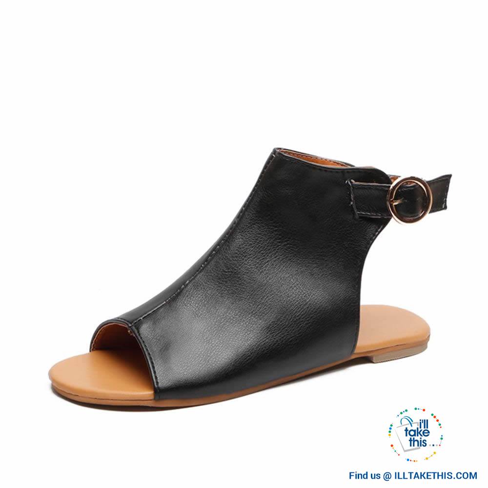 Gorgeous Flat Sole Sandal with Peep Toe , Vegan leather womens sandals, 4 Color Options! - I'LL TAKE THIS