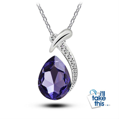 Image of Crystal Water Drop Fish-Bone pendant, Six Colors Pendant + Necklace - I'LL TAKE THIS