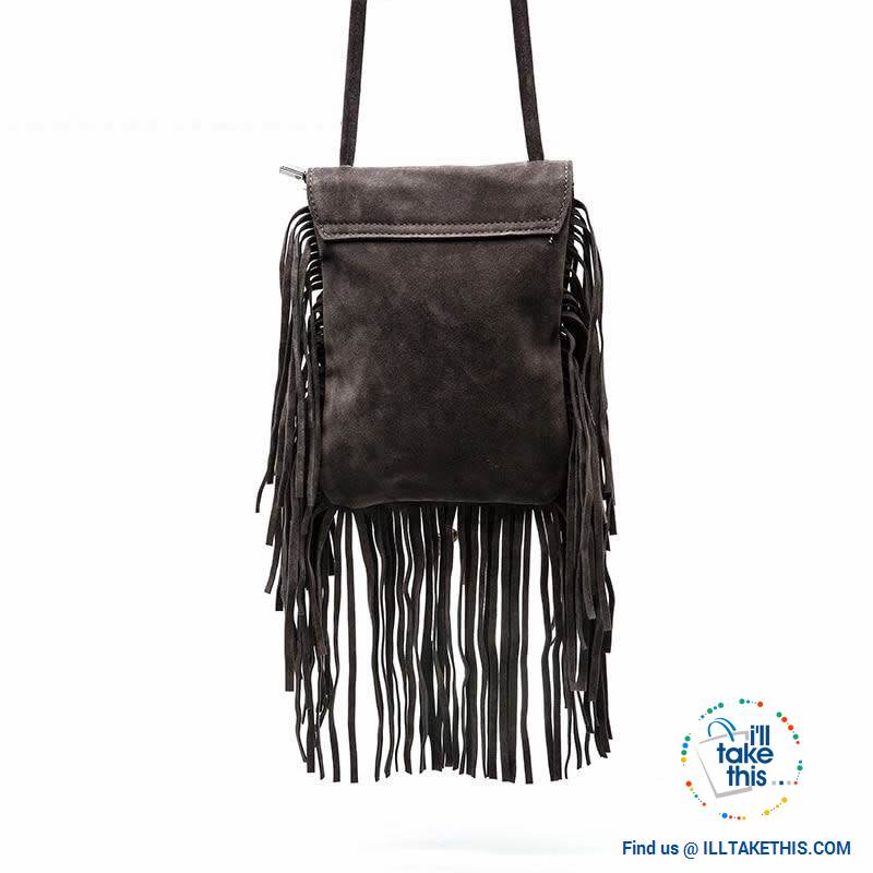Women's Handbag/Crossbody Shoulder bag - Boho Inspired Tassels fringes and a Feather Buckle - I'LL TAKE THIS