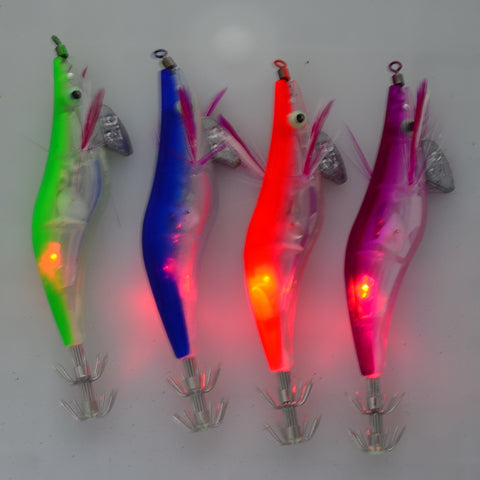 Image of Fishing Lure LED Luminous Squid Jig 4 Piece various color Set - Squid Jig Night Fishing Lures - I'LL TAKE THIS