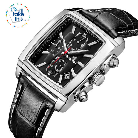 Image of Men's Genuine Leather Luxury Quartz Dress Wristwatch - White or Black - I'LL TAKE THIS