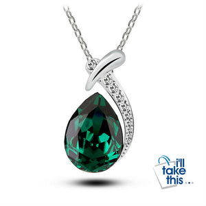 Crystal Water Drop Fish-Bone pendant, Six Colors Pendant + Necklace