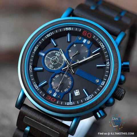 Image of Bluline™ Men's Wooden Watch, make it Personalized with Name label option