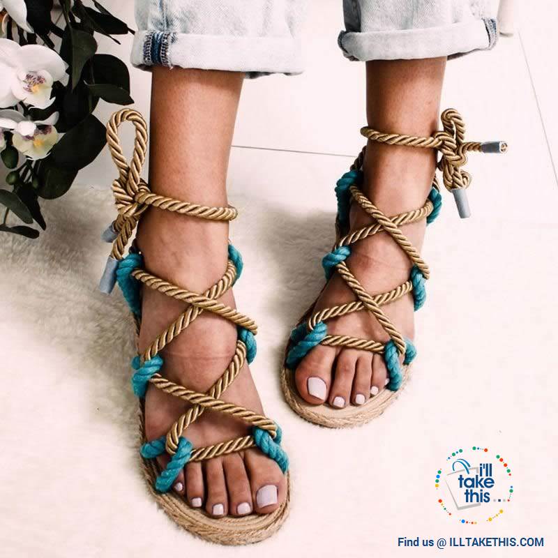 Natural Hemp Rope style Women's Flat Sandals, Flip flops - 6 Color Options - I'LL TAKE THIS