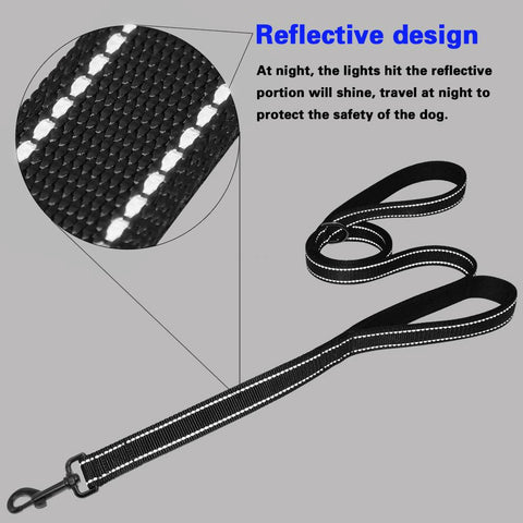 Image of Dog Leash 56"/142cm  - 2 Handles Black Nylon Padded Double Handle Leash - I'LL TAKE THIS