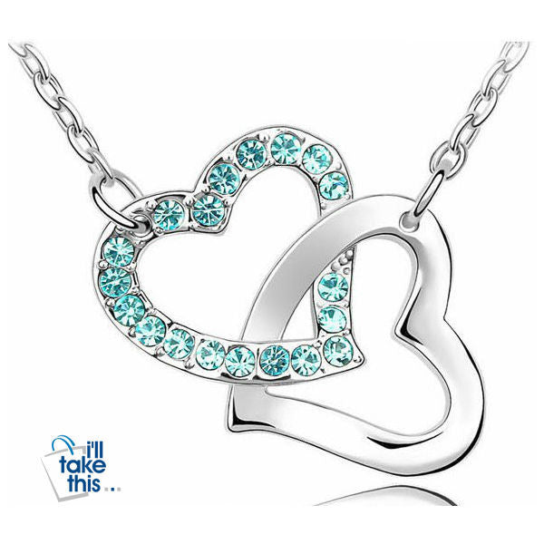 Double Hearts Pendant with Crystal Zircon Alloy Eight Colors Necklace - I'LL TAKE THIS