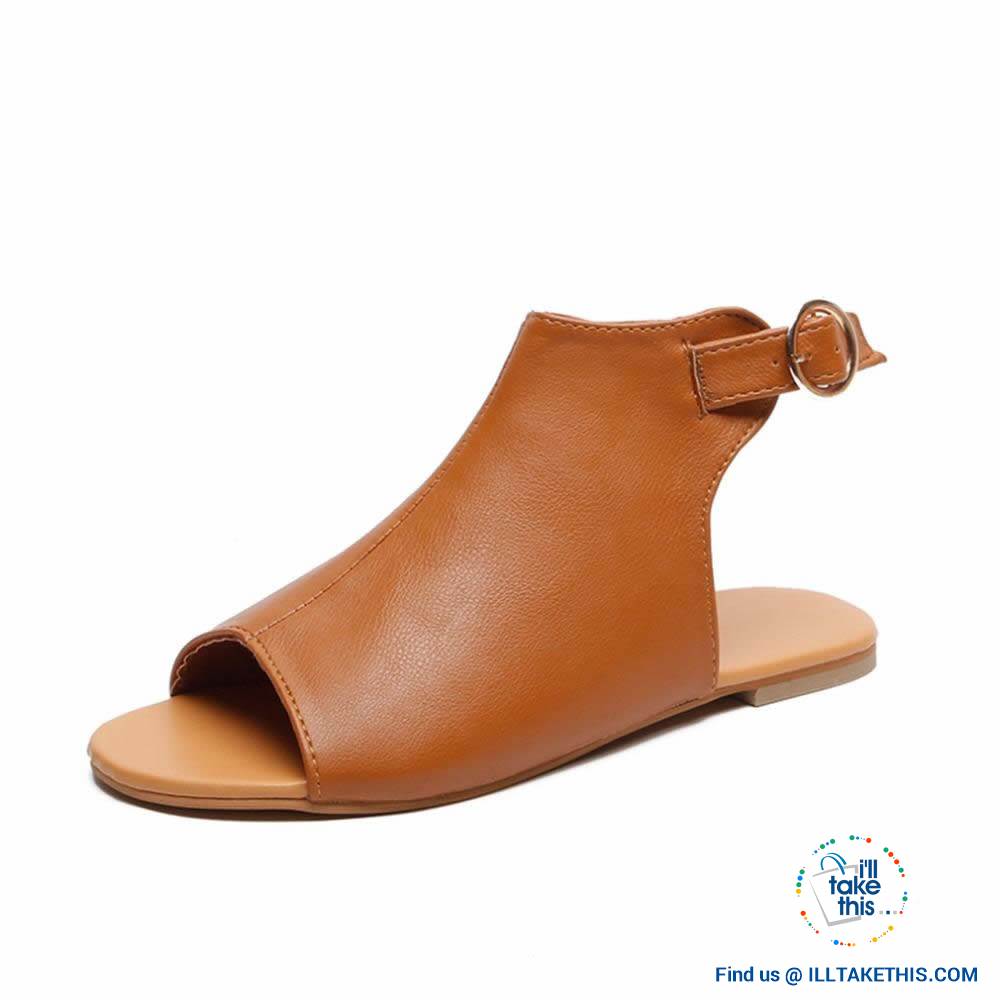 Gorgeous Flat Sole Sandal with Peep Toe , Vegan leather womens sandals, 4 Color Options! - I'LL TAKE THIS
