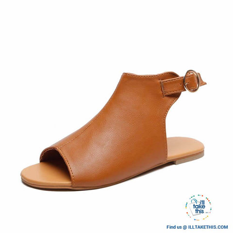 Image of Gorgeous Flat Sole Sandal with Peep Toe , Vegan leather womens sandals, 4 Color Options! - I'LL TAKE THIS