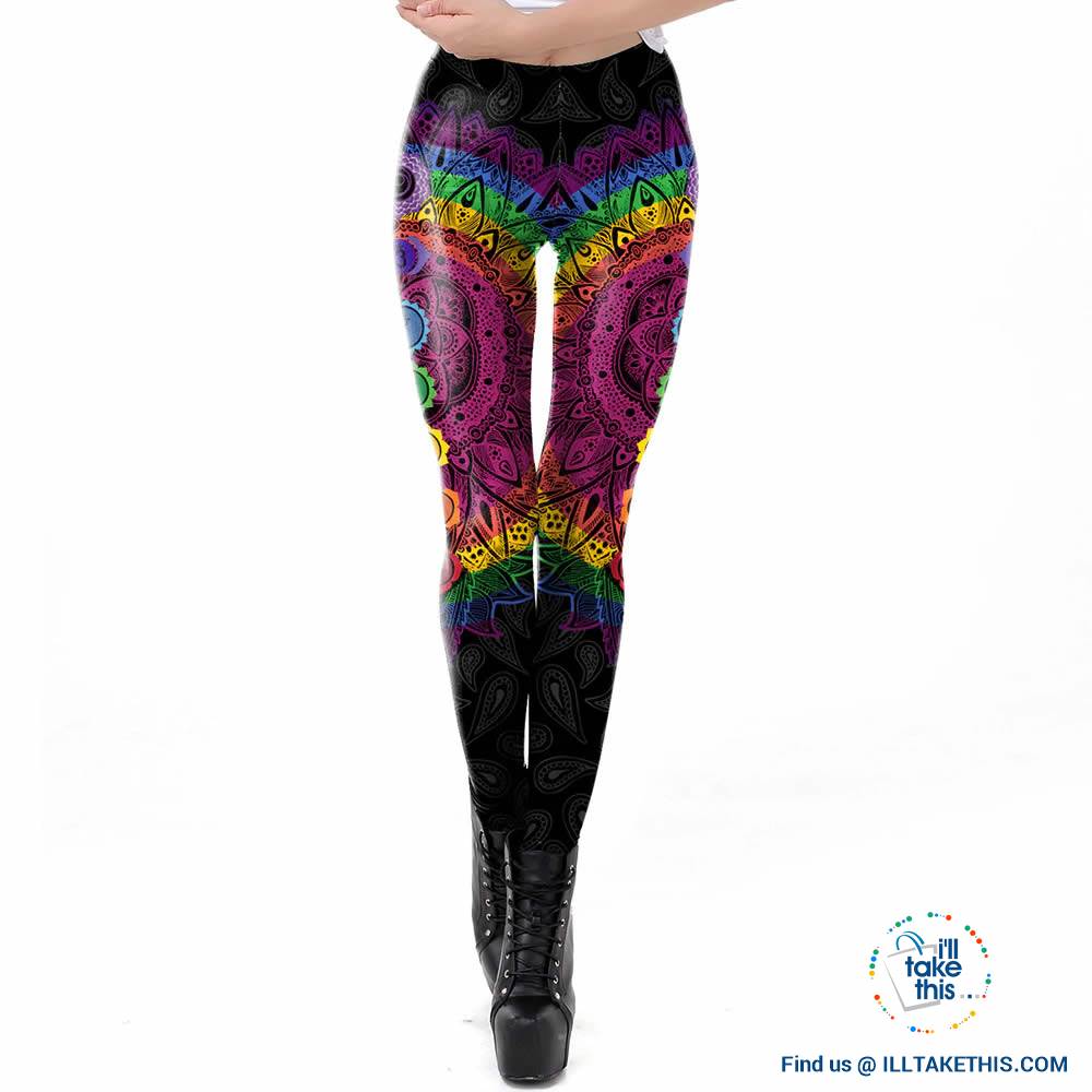 Mandala Leggings - Women Workout Pants Aztec Round Ombre Printed Leggings - I'LL TAKE THIS