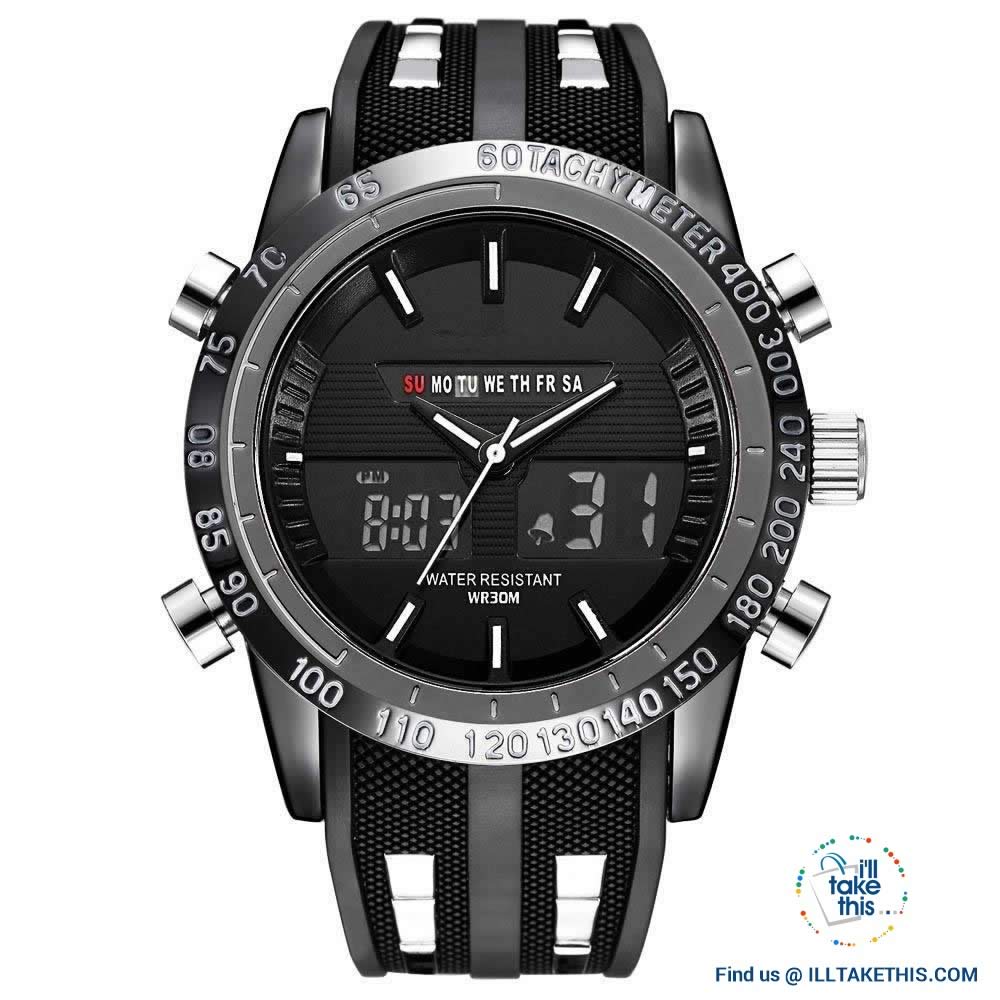 Dual Faced Water Resistant Sports Watch ⌚ Analog/Digital Men's Quartz Wristwatch - I'LL TAKE THIS
