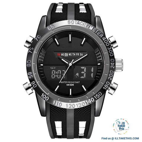 Image of Dual Faced Water Resistant Sports Watch ⌚ Analog/Digital Men's Quartz Wristwatch - I'LL TAKE THIS