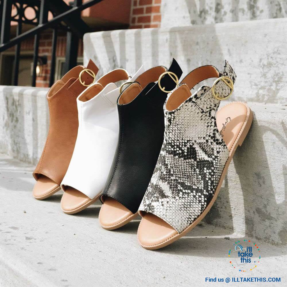 Gorgeous Flat Sole Sandal with Peep Toe , Vegan leather womens sandals, 4 Color Options! - I'LL TAKE THIS