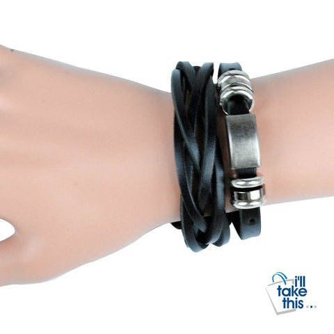 Image of Men's Multi-wrap Leather Bracelets in brown/black with stainless buckle Great male jewelry cool look - I'LL TAKE THIS