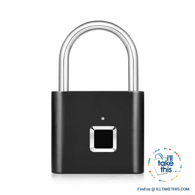 Fingerprint Padlock  - 10 Memory Quick Unlock USB Charger - Silver or Black - I'LL TAKE THIS