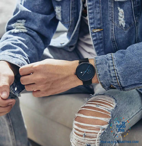 Image of Ambassador Blue Point Ultra Sleek Men's Wristwatch all Black with Mesh Stainless Wristband - I'LL TAKE THIS