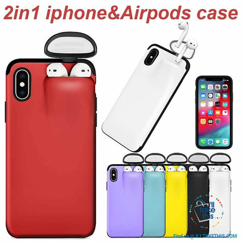 Image of Apple iPhone Protective Case with AirPod Capsule - iPhone 11 Pro Max XR XS Max 6 6s 7 8 Plus