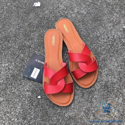 Image of Cross Weave Women's Fashion Sandals, 8 Colors Option, ideal Flat healed Flip flops - I'LL TAKE THIS