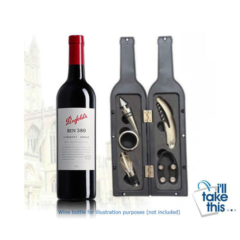 Image of Vino Bottle Corkscrew & Accessory Tool Set - Bottle-Shaped Ideal Gift - I'LL TAKE THIS