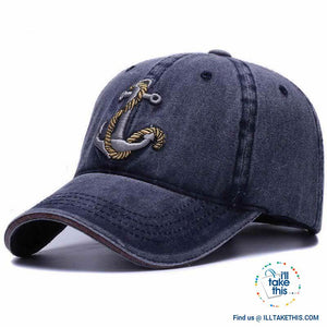 β Nautical Vintage Anchor embroidered Distressed Soft cotton baseball cap - 4 Colors, Unisex