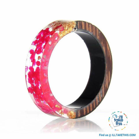 Image of ๐ Handmade Floral design Wooden Resin Ring - I'LL TAKE THIS