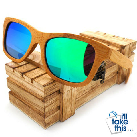 Image of Gift Boxed Vintage Wayfarer Style Bamboo Wooden Sunglasses - I'LL TAKE THIS