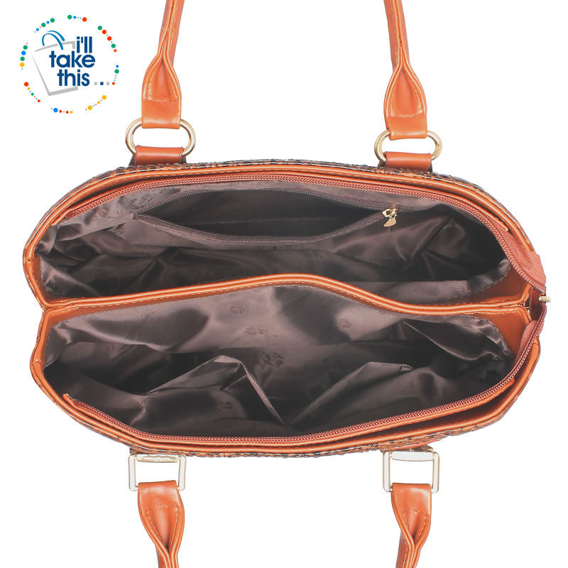 Crocodile/Alligator Design Vegan Leather Women's Handbag - FOUR Textured Colors - I'LL TAKE THIS