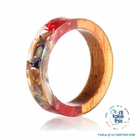 Image of ๐ Handmade Floral design Wooden Resin Ring - I'LL TAKE THIS