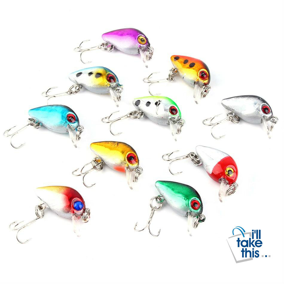 Fishing Lures Set of 10 Multi-Colored Minnow Crankbait - I'LL TAKE THIS