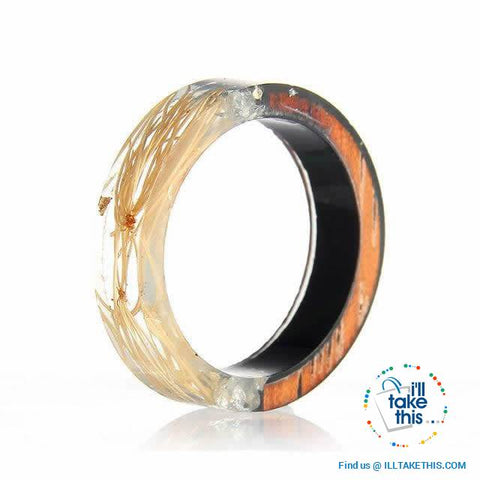 Image of ๐ Handmade Floral design Wooden Resin Ring - I'LL TAKE THIS