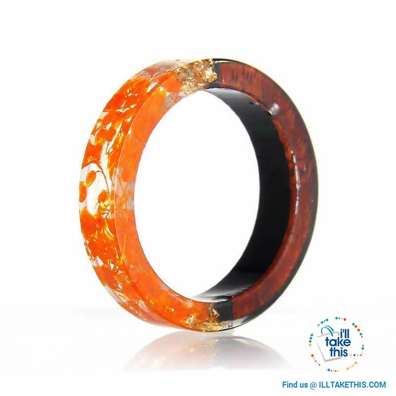 ๐ Handmade Floral design Wooden Resin Ring - I'LL TAKE THIS