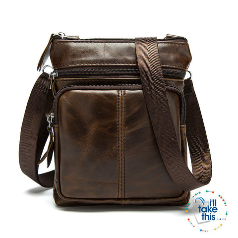 Image of Man Bag in Genuine Leather - Small Messenger Bag with Shoulder Strap/Cross-body - 5 Colors - I'LL TAKE THIS