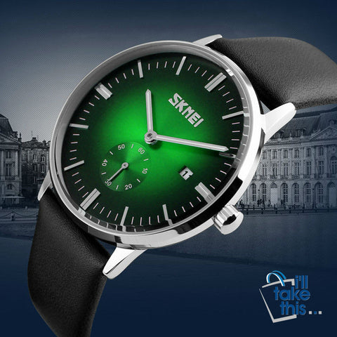 Image of Male fashion Classic Luxury Watches quartz movement watch with Genuine leather band. - I'LL TAKE THIS