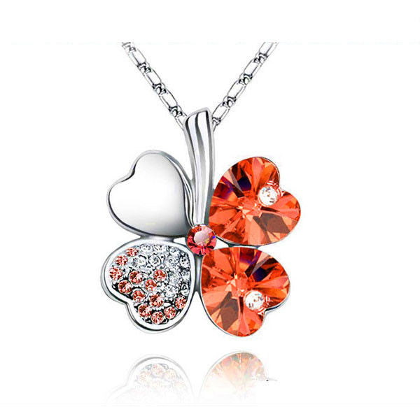 Crystal four Leaf Clover heart rhinestones necklace pendant jewelry - I'LL TAKE THIS