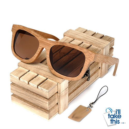 Gift Boxed Vintage Wayfarer Style Bamboo Wooden Sunglasses - I'LL TAKE THIS