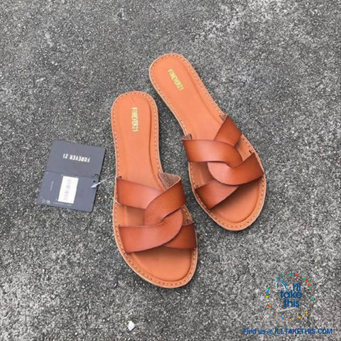 Image of Cross Weave Women's Fashion Sandals, 8 Colors Option, ideal Flat healed Flip flops - I'LL TAKE THIS