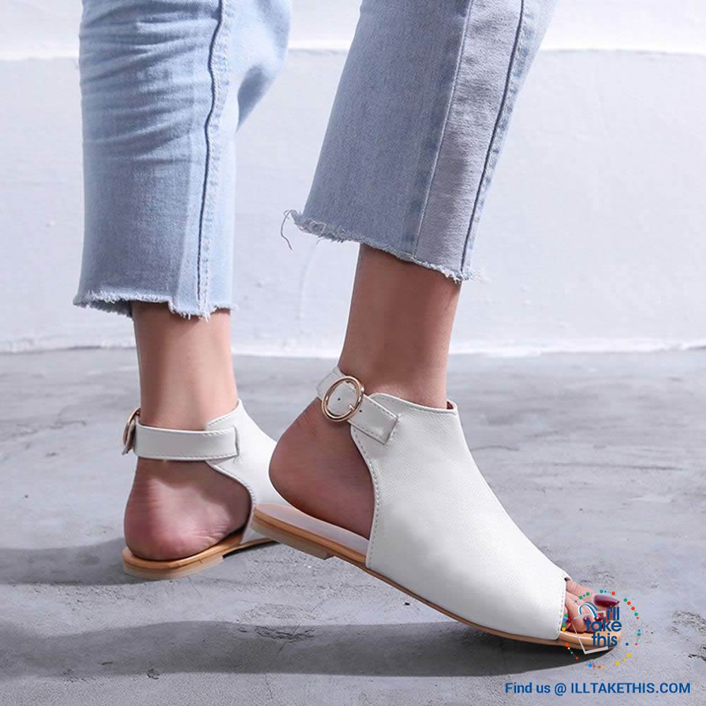 Gorgeous Flat Sole Sandal with Peep Toe , Vegan leather womens sandals, 4 Color Options! - I'LL TAKE THIS