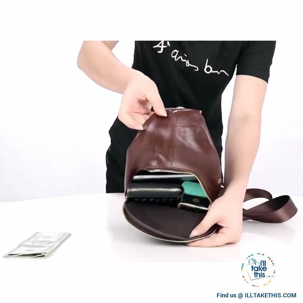EASY Sling Shoulder All Leather Back Pack with USB Charging - I'LL TAKE THIS