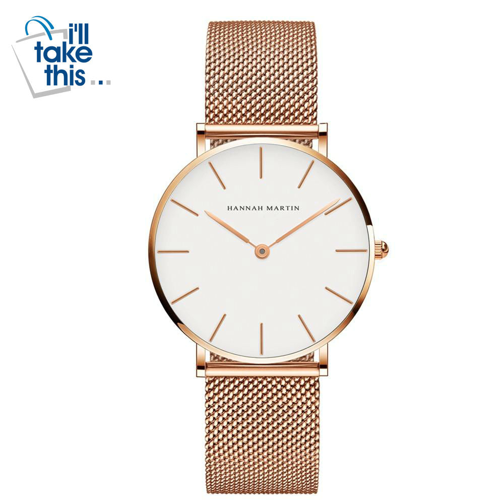 Women Stainless Steel Mesh Rose Gold Waterproof Ladies Watch - Japan Quartz Movement High-Quality 36mm - I'LL TAKE THIS