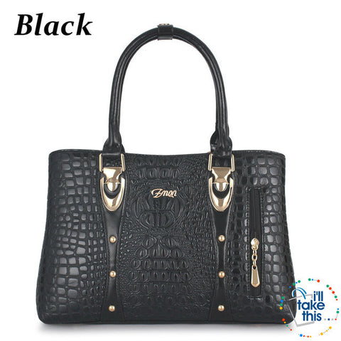 Image of Crocodile/Alligator Design Vegan Leather Women's Handbag - FOUR Textured Colors - I'LL TAKE THIS