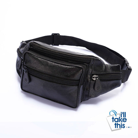 Image of Bum Bag for Men & Women in Leather Oil Wax for Travel, Riding, Hip Bum Belt Pouch - I'LL TAKE THIS