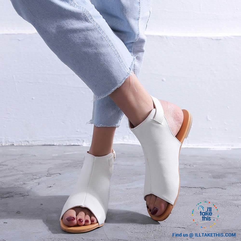 Gorgeous Flat Sole Sandal with Peep Toe , Vegan leather womens sandals, 4 Color Options! - I'LL TAKE THIS