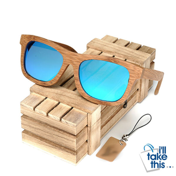 Gift Boxed Vintage Wayfarer Style Bamboo Wooden Sunglasses - I'LL TAKE THIS