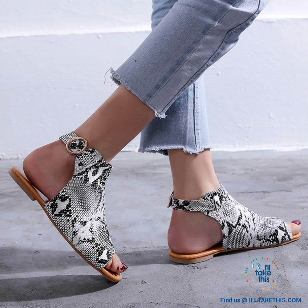 Gorgeous Flat Sole Sandal with Peep Toe , Vegan leather womens sandals, 4 Color Options! - I'LL TAKE THIS