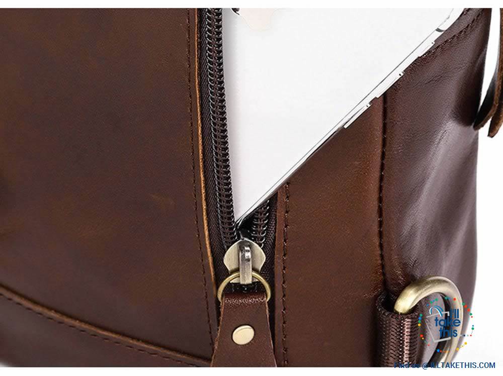 EASY Sling Shoulder All Leather Back Pack with USB Charging - I'LL TAKE THIS