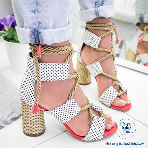 Image of Women's High Heel Open pointed Toe Lace-up Sandals - 7 Color options - I'LL TAKE THIS