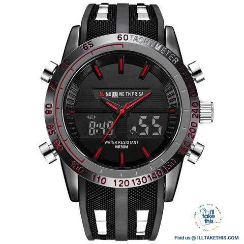 Image of Dual Faced Water Resistant Sports Watch ⌚ Analog/Digital Men's Quartz Wristwatch - I'LL TAKE THIS